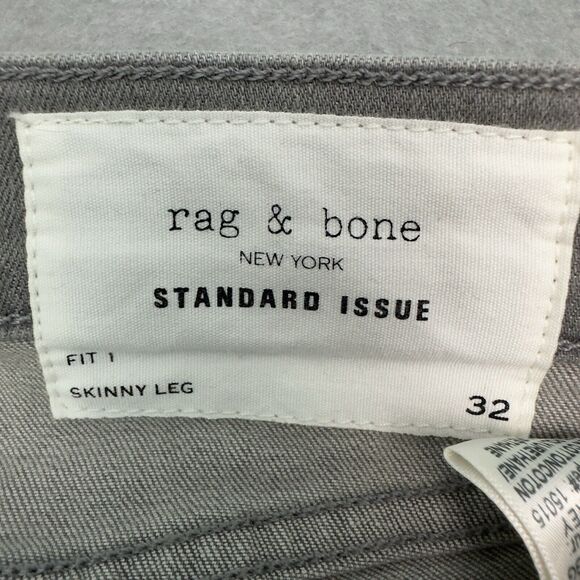 Rag & Bone Jeans Mens 32x34 Aged Gray Fit 1 Skinny Leg Button Fly Made in USA - Picture 10 of 11